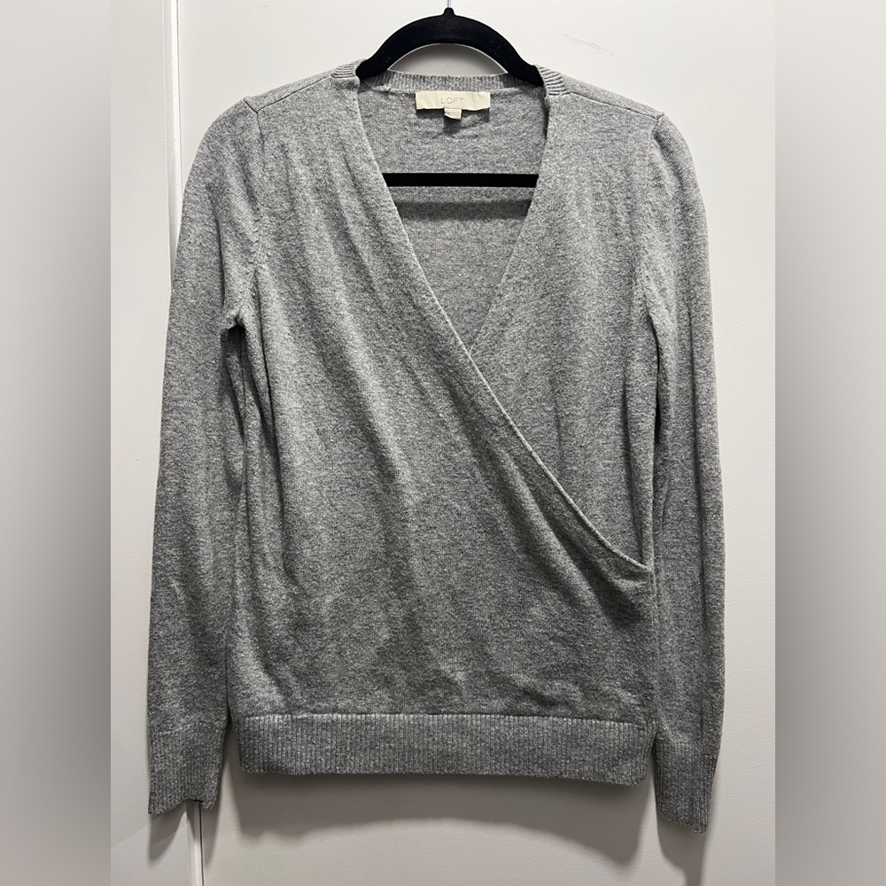 LOFT Womens XS Grey Wrap Sweater